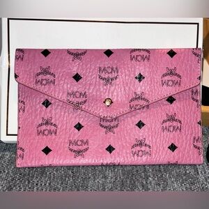MCM Blue/Pink Logo Wristlet